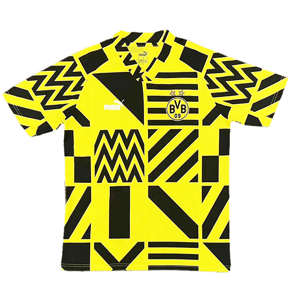 Borussia Dortmund pre-match training jersey BVB soccer uniform men's sports kit football yellow top shirt 2022-2023